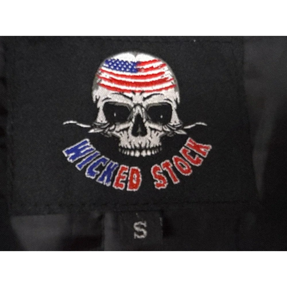 Wicked Stock Leather Motorcycle Armor Riding Jacket Mens Small Black Distressed
